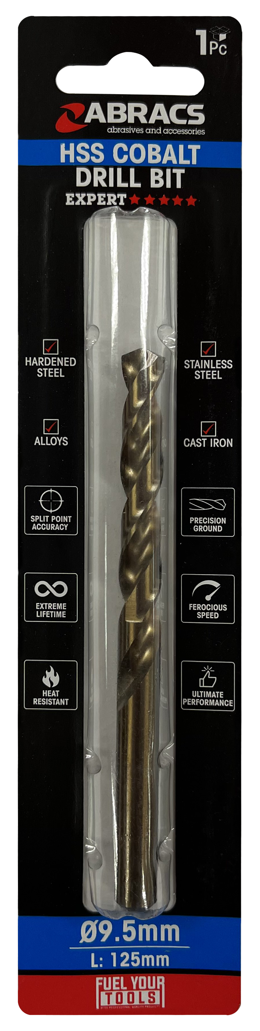 Abracs 9.5mm Cobalt M35 HSS Drill Bit - Pack of 1, DBCB09501