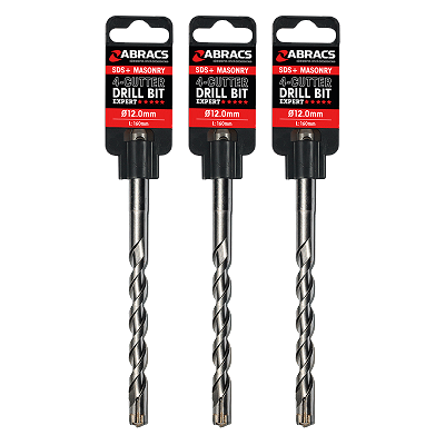 Abracs 8.0mm x 250mm SDS+ 4-Cutter Masonry Drill Bit - Pack of 1, DBCX080250