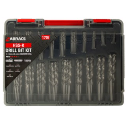 Abracs 170 Pieces HSS-R Drill Bit Set, DBHSSKIT170