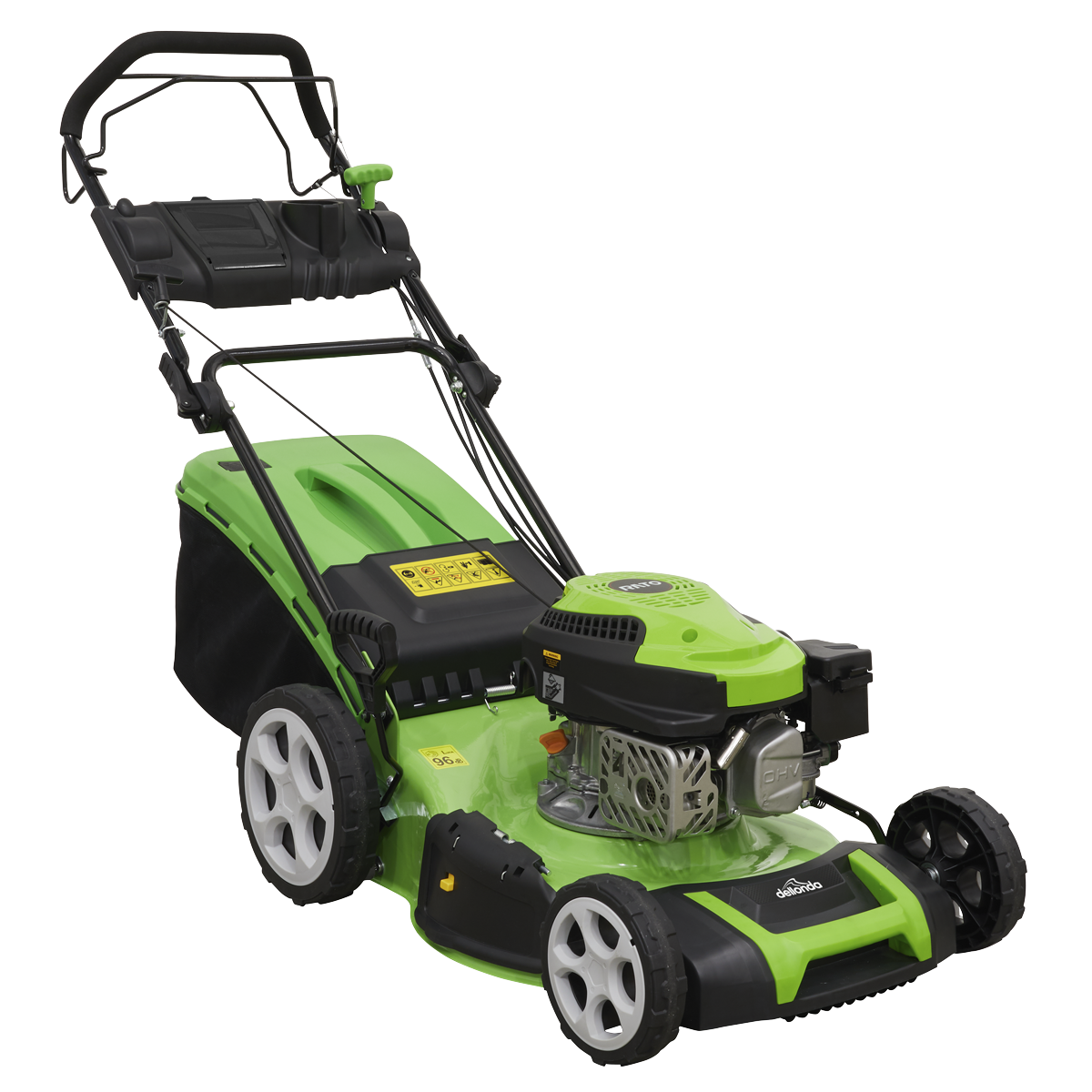 Dellonda DG101 Self Propelled Petrol Lawnmower Grass Cutter, 144cc 18"/46cm 4-Stroke