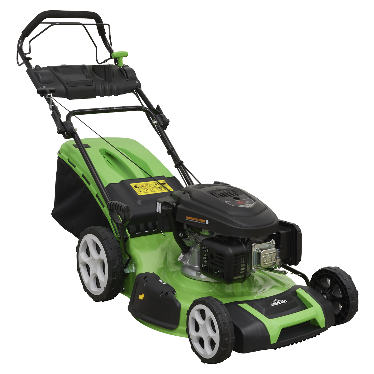 Dellonda DG102 Self Propelled Petrol Lawnmower Grass Cutter with Height Adjustment & Grass Bag, 171cc 20"/51cm 4-Stroke Engine