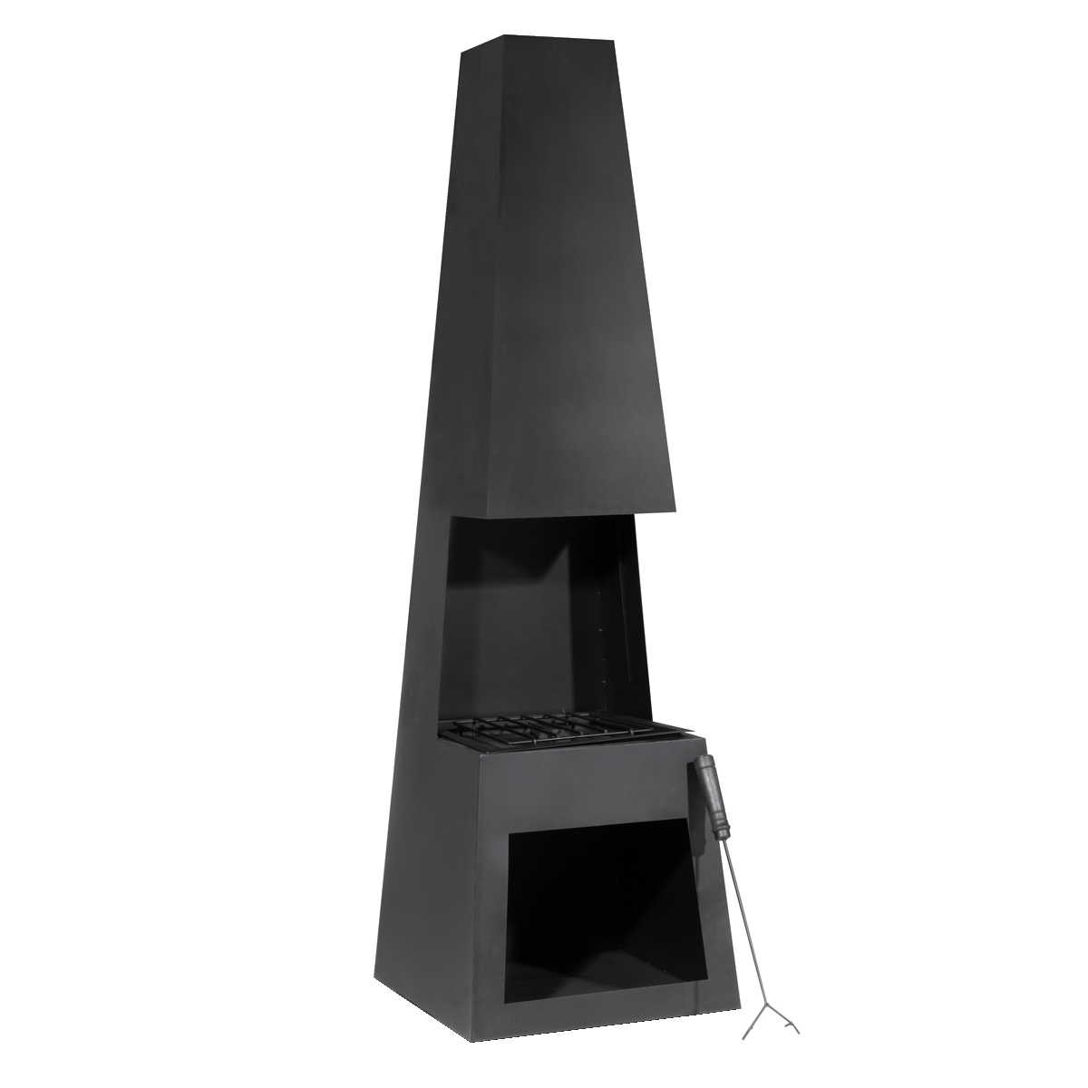 Dellonda DG107 Outdoor Chiminea Fireplace Fire Pit Heater Firewood Storage Black Steel