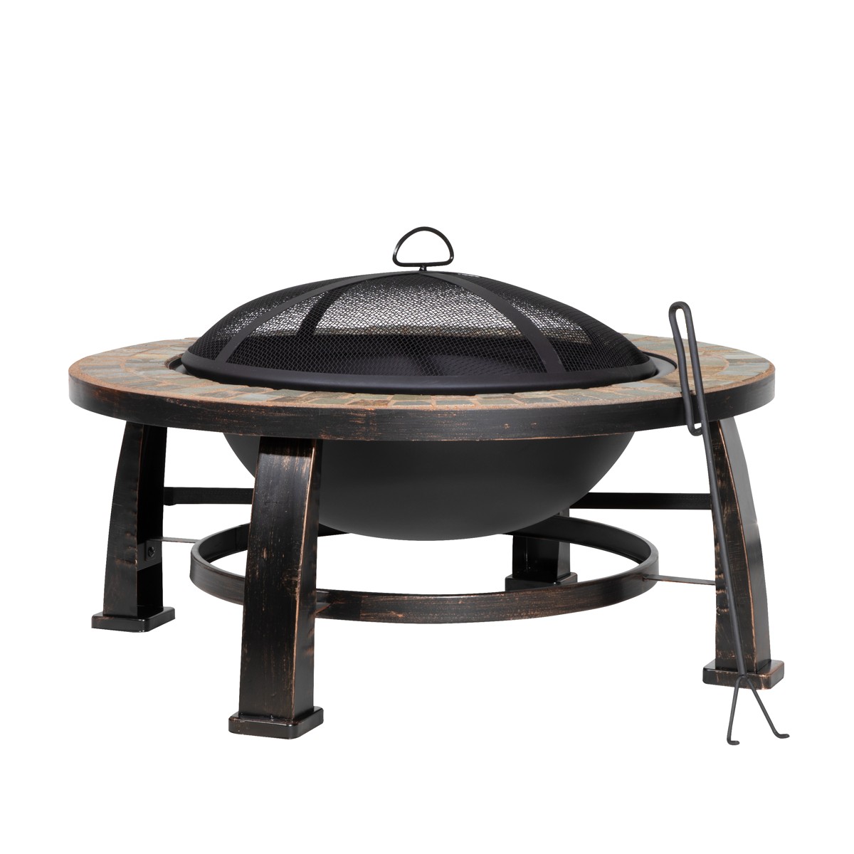 Dellonda DG111 76cm Deluxe Traditional Style Fire Pit/Fireplace/Outdoor Heater - Slate