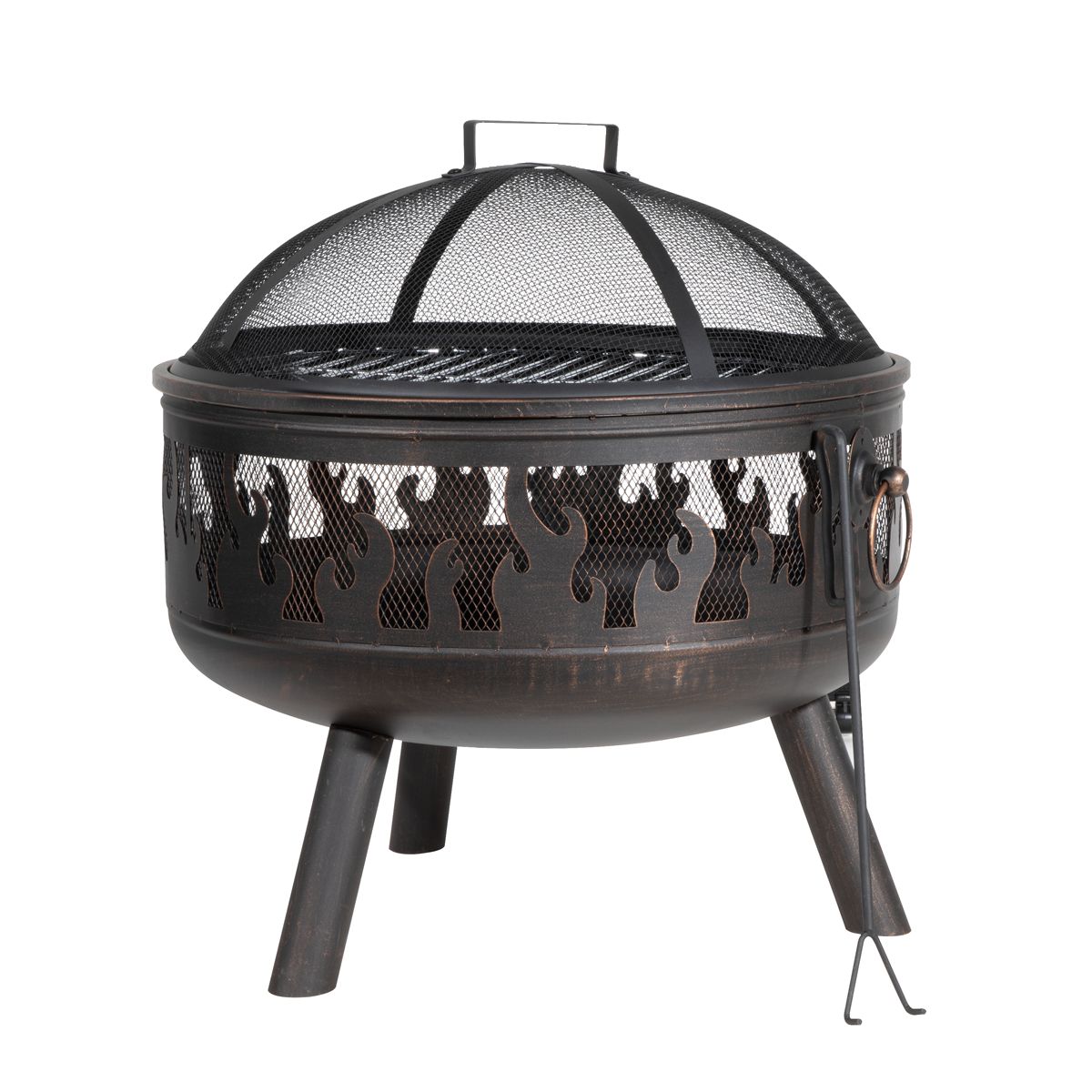 Dellonda DG117 Deluxe Fire Pit Fireplace Outdoor Patio Heater, Cooking Grill & Poker 61cm