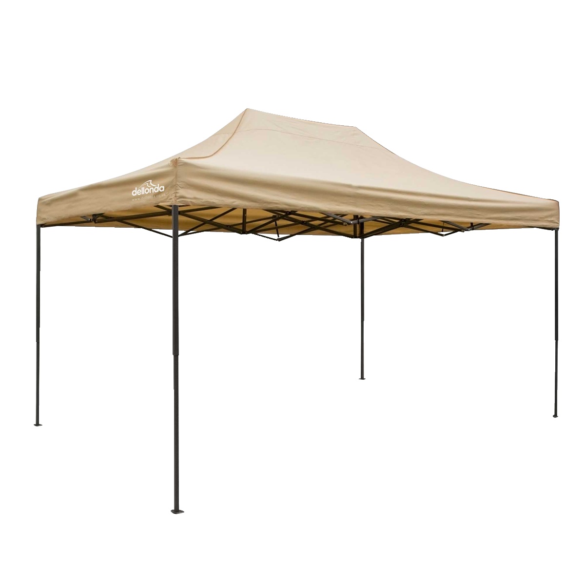Dellonda DG134 Premium 3 x 4.5m Pop-Up Gazebo, Heavy Duty, PVC Coated, Water-Resistant Fabric, Supplied with Carry Bag, Rope, Stakes & Weight Bags - Beige Canopy