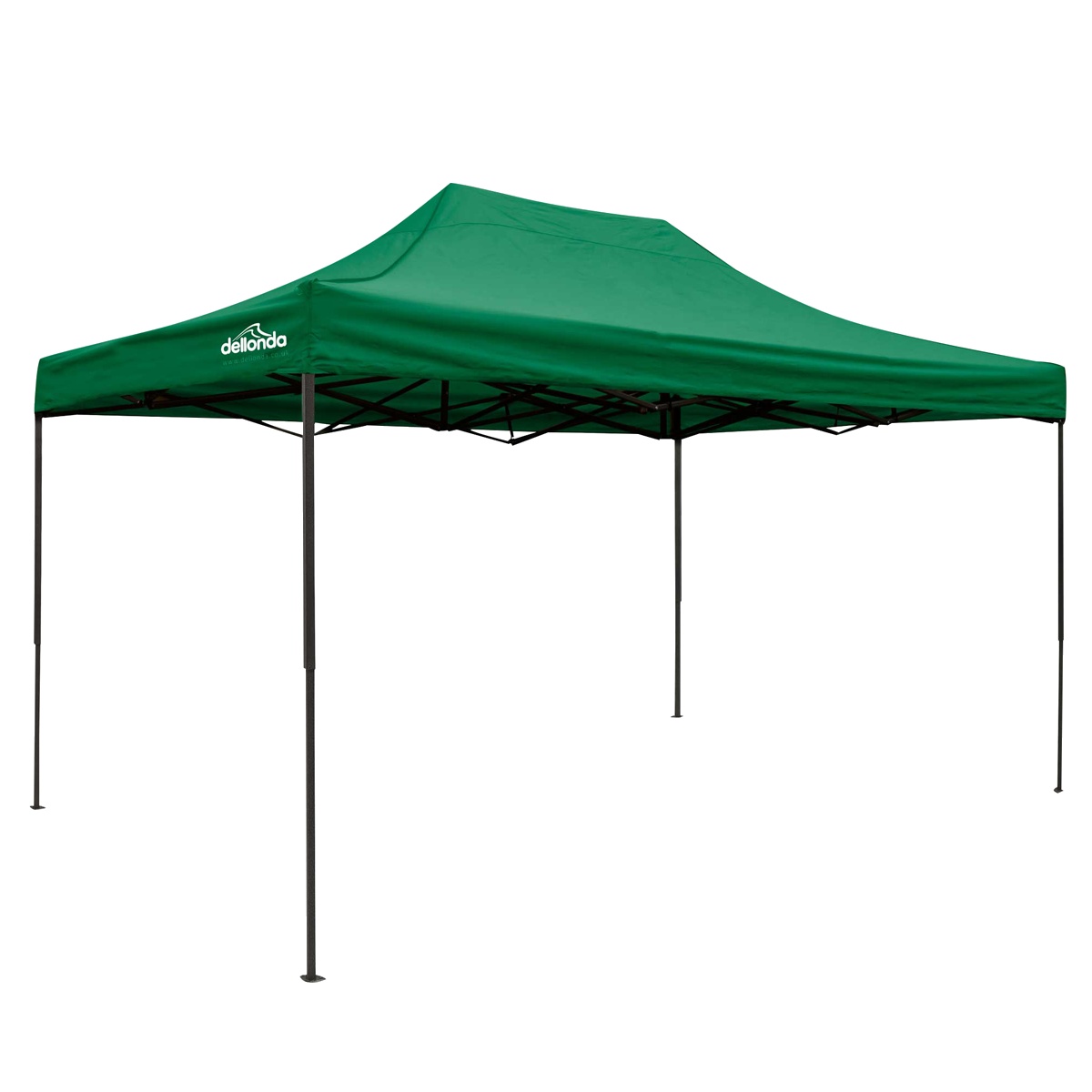 Dellonda DG136 Premium 3 x 4.5m Pop-Up Gazebo, Heavy Duty, PVC Coated, Water-Resistant Fabric, Supplied with Carry Bag, Rope, Stakes & Weight Bags - Dark Green Canopy