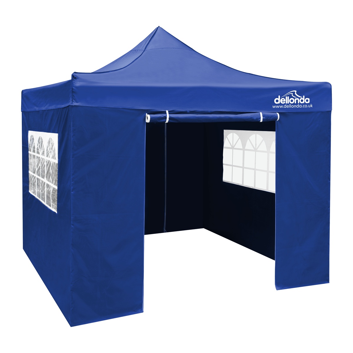 Dellonda DG165 Premium 3x3m Pop-Up Gazebo & Side Walls, PVC Coated, Water-Resistant Fabric with Carry Bag, Rope, Stakes & Weight Bags - Blue