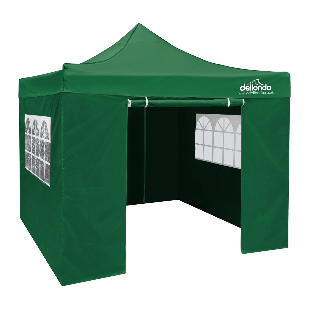 Dellonda DG166 Premium 3x3m Pop-Up Gazebo & Side Walls, PVC Coated, Water-Resistant Fabric with Carry Bag, Rope, Stakes & Weight Bags - Green