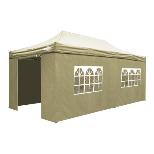 Dellonda DG172 Premium 3x6m Pop-Up Gazebo & Side Walls, PVC Coated, Water-Resistant Fabric with Carry Bag, Rope, Stakes & Weight Bags - Beige