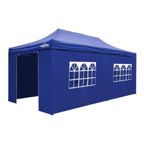 Dellonda DG173 Premium 3x6m Pop-Up Gazebo & Side Walls, PVC Coated, Water-Resistant Fabric with Carry Bag, Rope, Stakes & Weight Bags - Blue Canopy - DG173