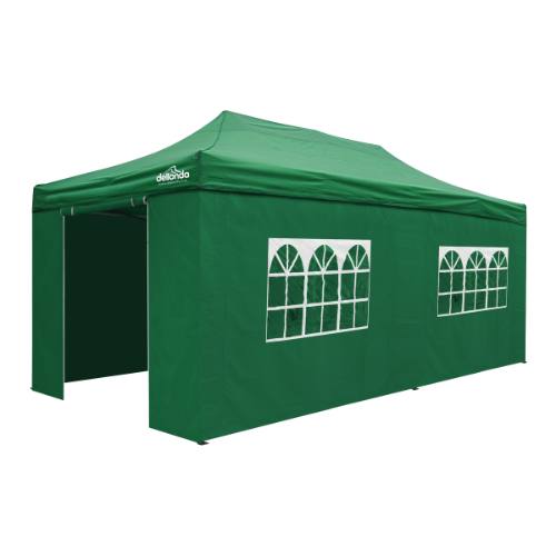 Dellonda DG174 Premium 3x6m Pop-Up Gazebo & Side Walls, PVC Coated, Water-Resistant Fabric with Carry Bag, Rope, Stakes & Weight Bags - Green