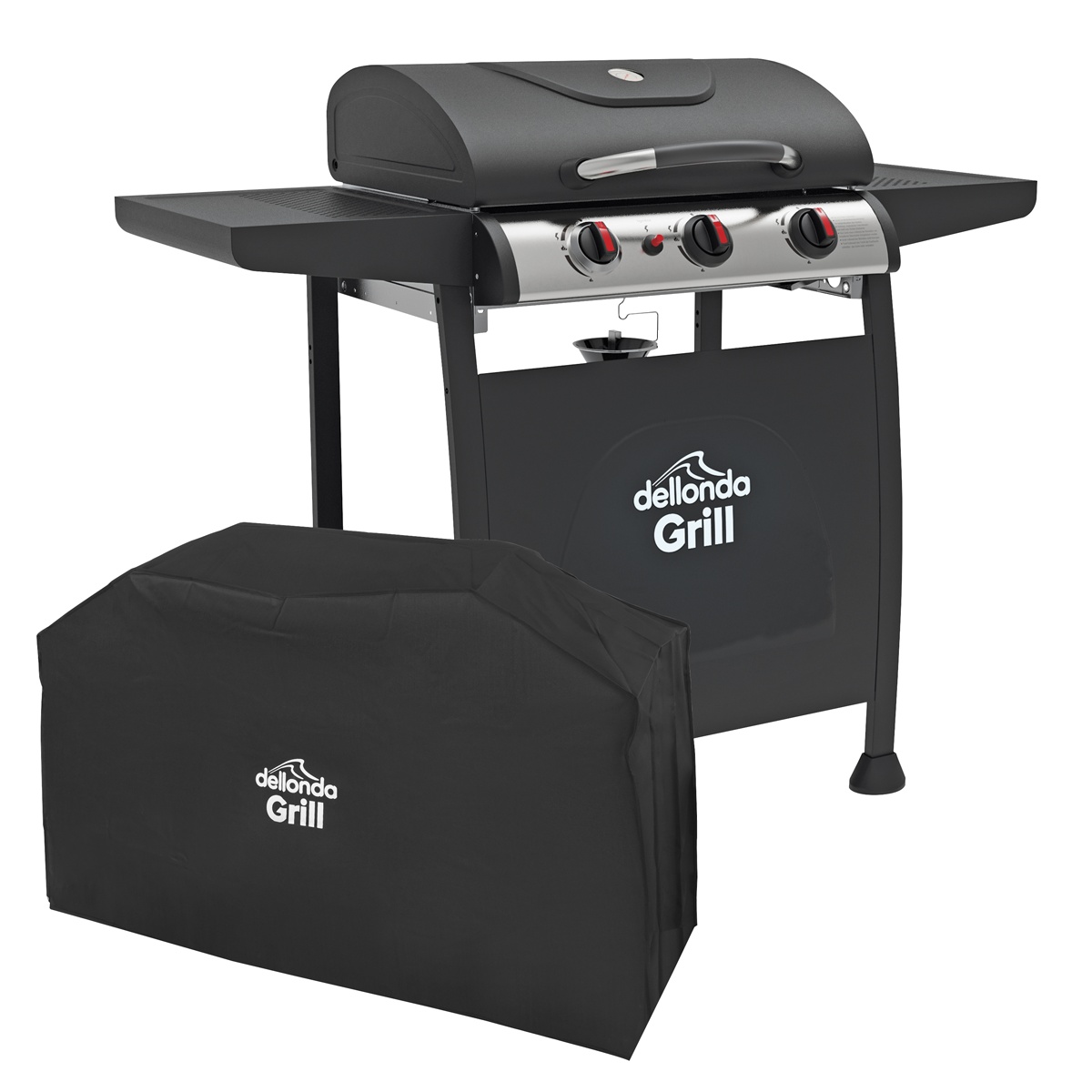 Dellonda DG228 3 Burner Gas BBQ Grill with Piezo Ignition, Thermometer & Cover