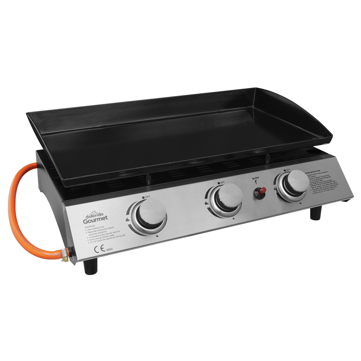 Dellonda DG22 3 Burner Portable Gas Plancha