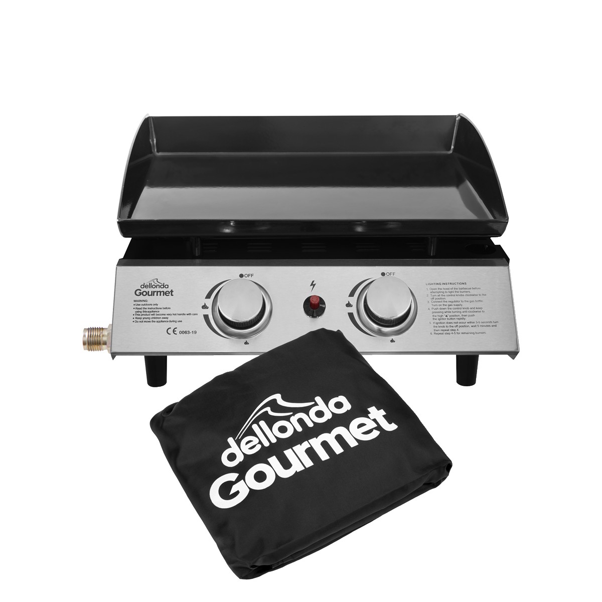 Dellonda DG232 2 Burner Portable Gas Plancha & Cover