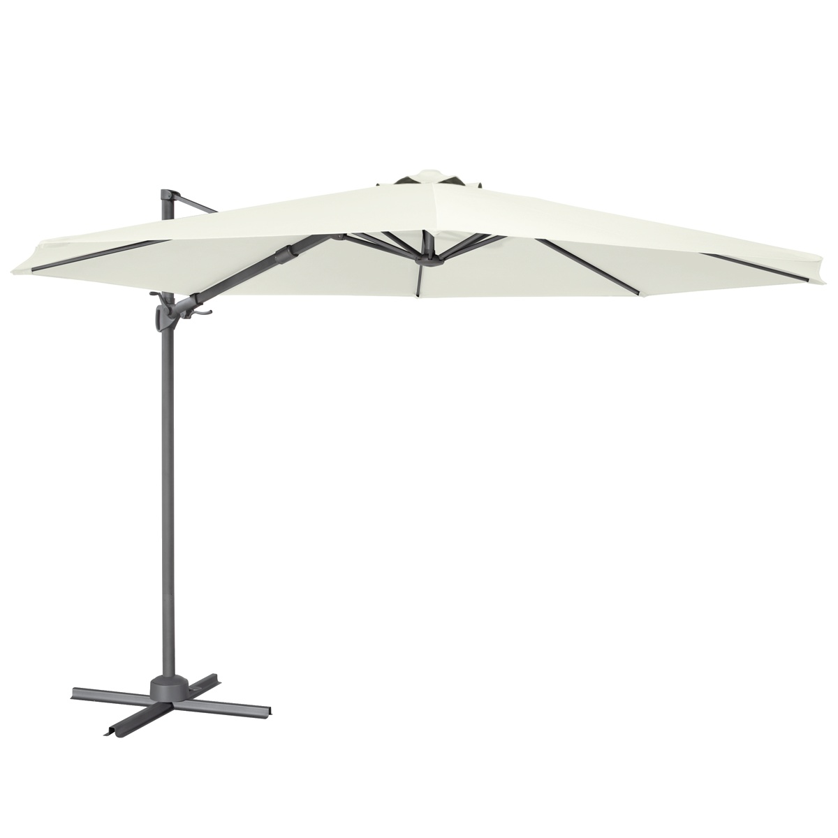 Dellonda DG268 Cantilever Parasol with 360° Rotation, Tilt & Cover 3m - Cream