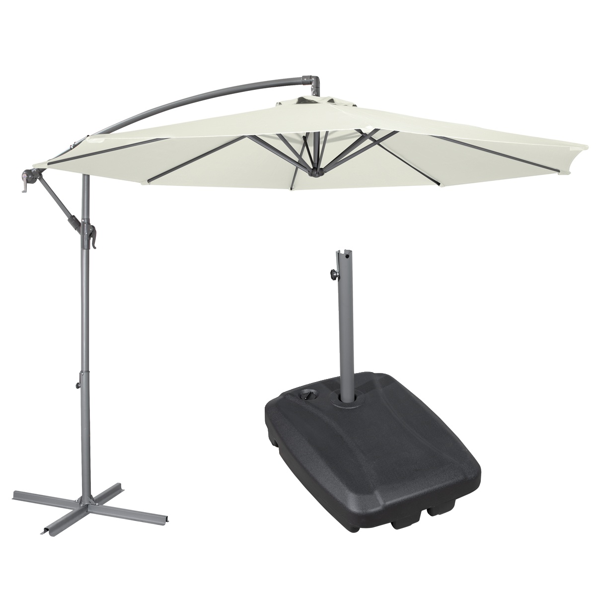 Dellonda DG271 Banana Parasol with Cover & Base 3m - Cream