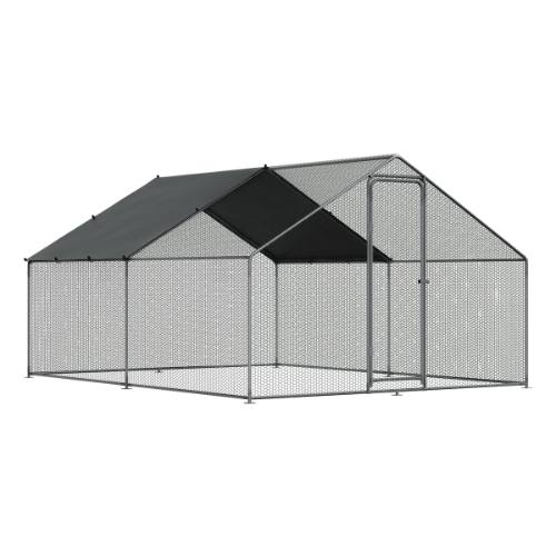Dellonda DG279 Walk-In Galvanized Steel Chicken Run with Roof Cover & PVC Coated Chicken Wire