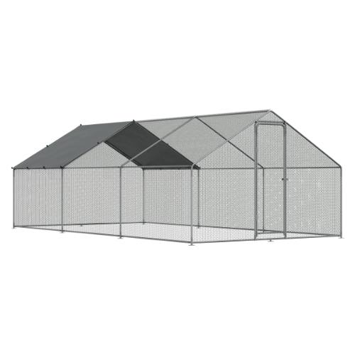 Dellonda DG280 Walk-In Galvanized Steel Chicken Run with Roof Cover & PVC Coated Chicken Wire