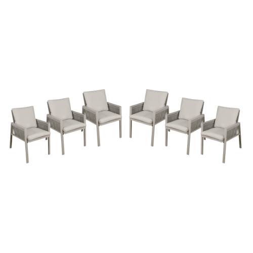 Dellonda DG49 Fusion Garden/Patio Dining Chairs with Armrests 6pc - Light Grey