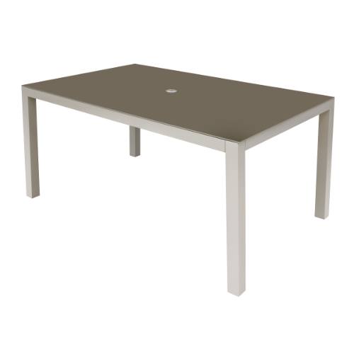 Dellonda DG51 Fusion Aluminium Garden Dining Table with Tempered Glass & Parasol Hole - Light Grey