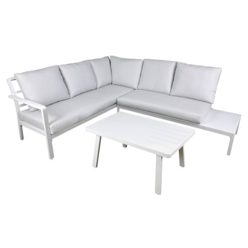 Dellonda DG53 Kyoto Aluminium Outdoor Corner Sofa & Coffee Table Set 3pc