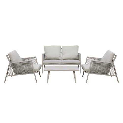 Dellonda DG56 Fusion Aluminium Outdoor Sofa, Arm Chairs & Coffee Table Set 4pc
