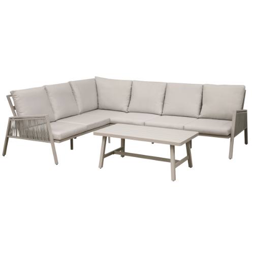 Dellonda DG57 Fusion Aluminium Outdoor Corner Sofa & Coffee Table Set 4pc