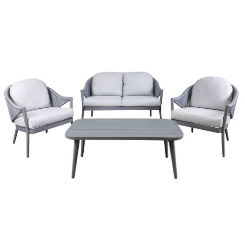 Dellonda DG59 Echo Aluminium Outdoor Sofa, Chair & Coffee Table Set 4pc