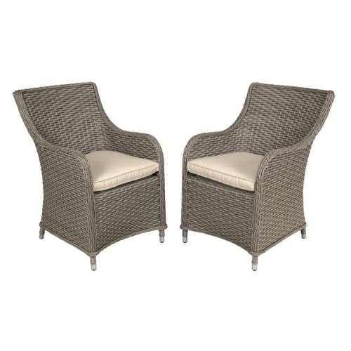 Dellonda DG64 Chester Rattan Wicker Outdoor Garden Dining Chairs 2pc