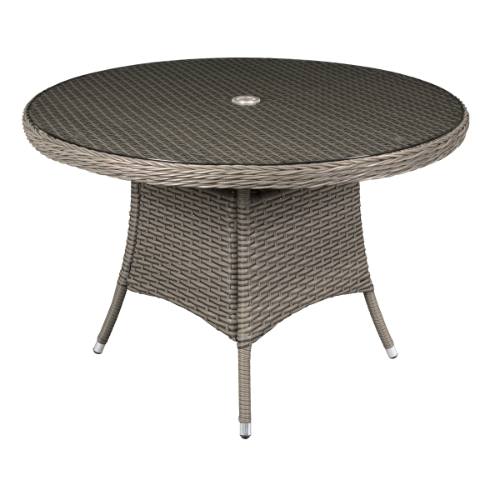 Dellonda DG66 Chester Rattan Wicker Round Outdoor Dining Table with Tempered Glass Top
