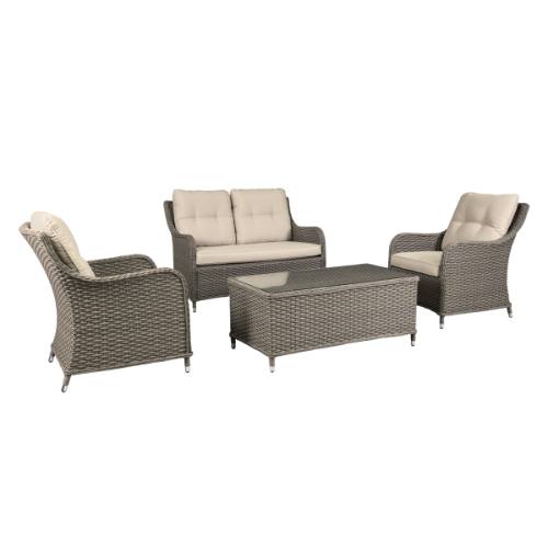 Dellonda DG87 Chester Rattan Wicker Outdoor Lounge Set 4pc