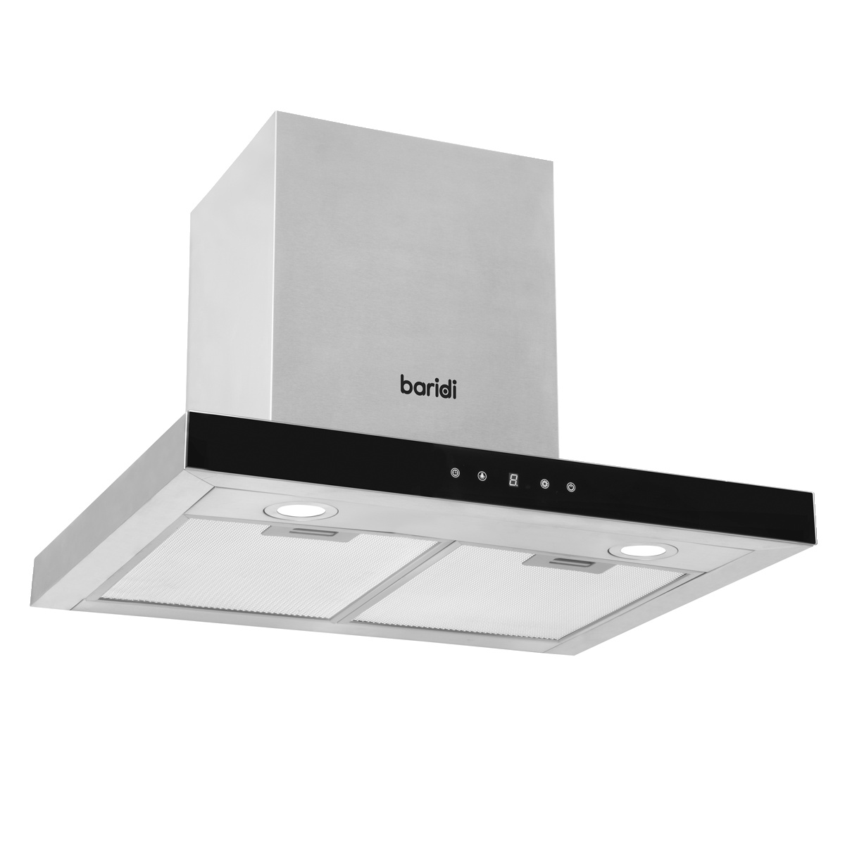 Baridi DH130 T-Shape Chimney Cooker Hood with Carbon Filters 60cm - Stainless Steel