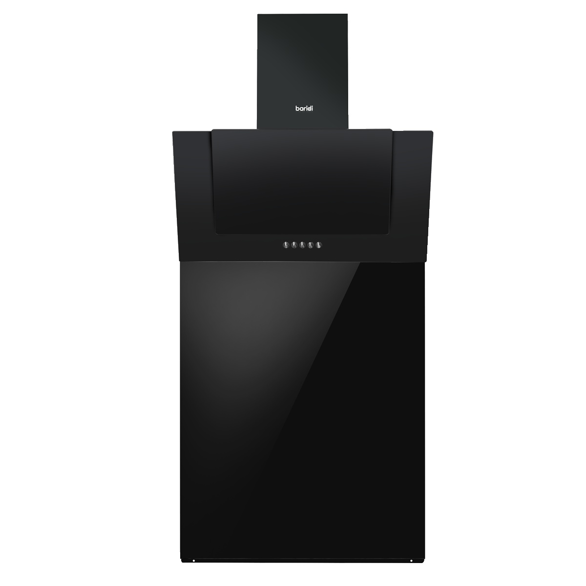 Baridi DH210 Angled Chimney Cooker Hood with Carbon Filters, LED Lamp & Splashback - Black Glass