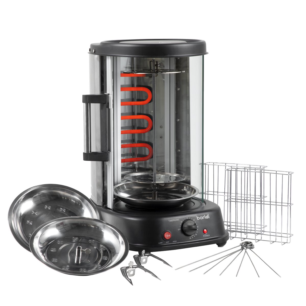 Baridi DH216 Vertical 360° Rotisserie Smokeless Grill 21L Capacity