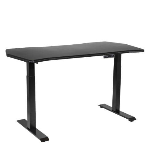 Dellonda DH241 Carbon Fibre Effect Electric Height Adjustable Standing Desk, 1400 x 700mm Dual Motor 100kg