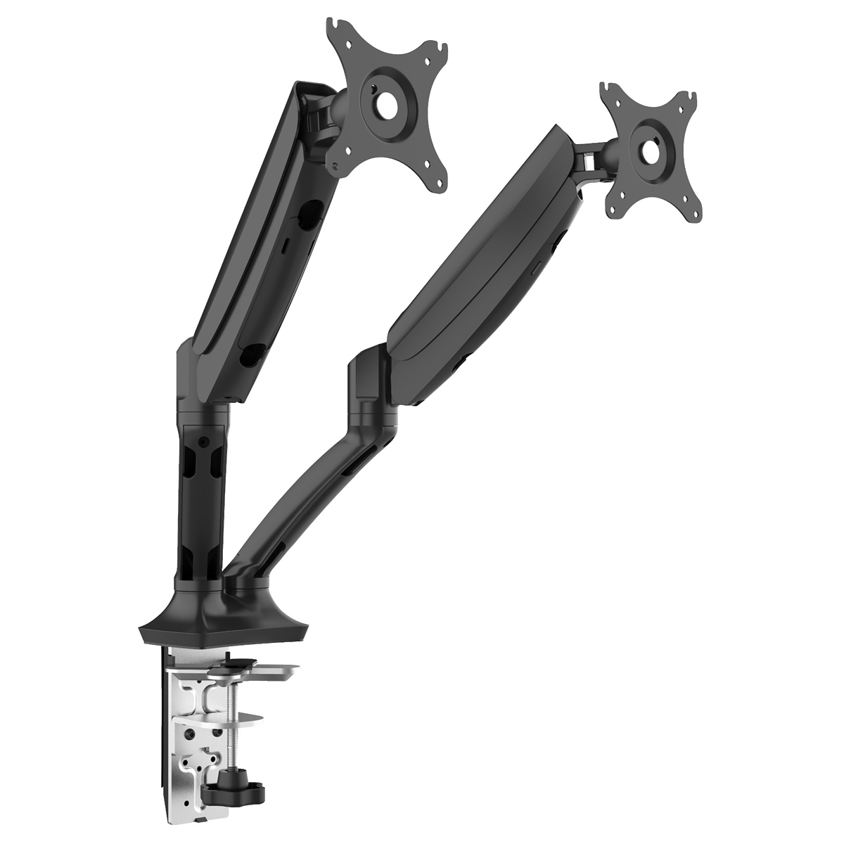Dellonda DH25 Adjustable Double Monitor Arm with 360° Rotation - Black