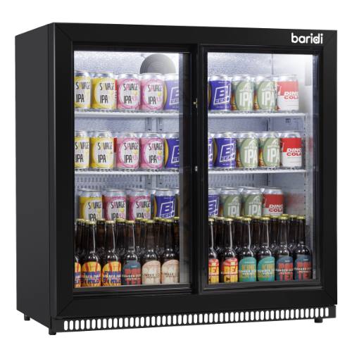 Sealey DH273 Baridi Back Bar Drinks Fridge/Cooler with Double Sliding Doors, 190L Capacity