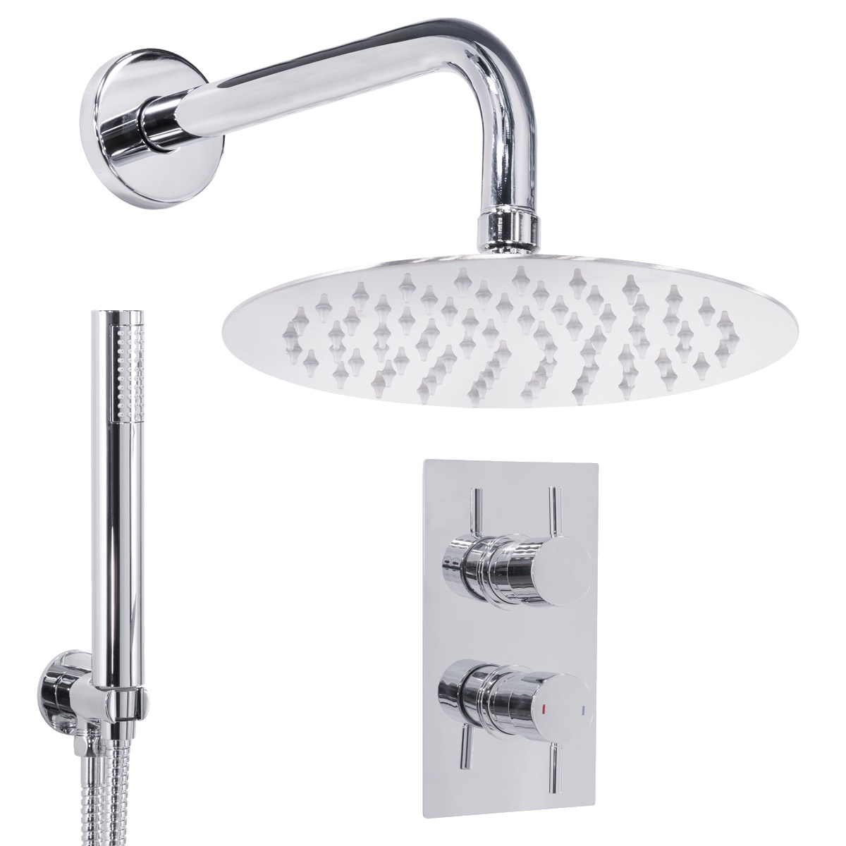 Dellonda DH318 Concealed Thermostatic Shower Set 20cm Round Head & Hand Shower - Chrome