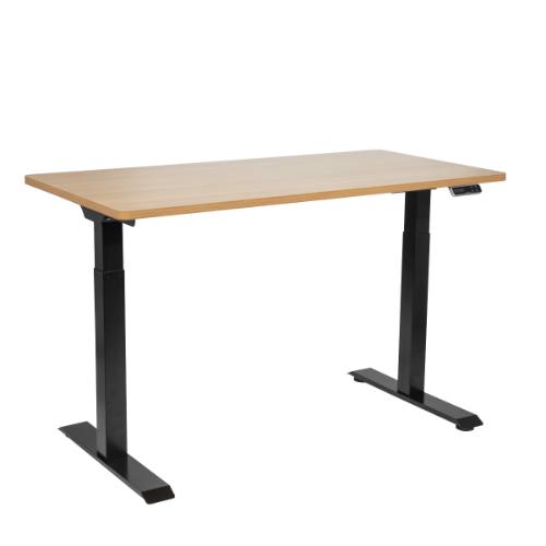 Dellonda DH33 Oak Electric Height Adjustable Standing Desk, 1400 x 700mm Dual Motor 100kg