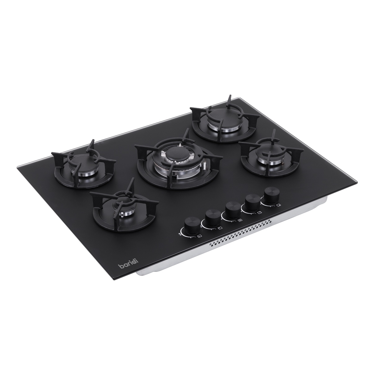 Baridi DH384 70cm Gas Hob Matt Black with 5 Burners, Cast Iron Supports & Auto Ignition 10.4kW