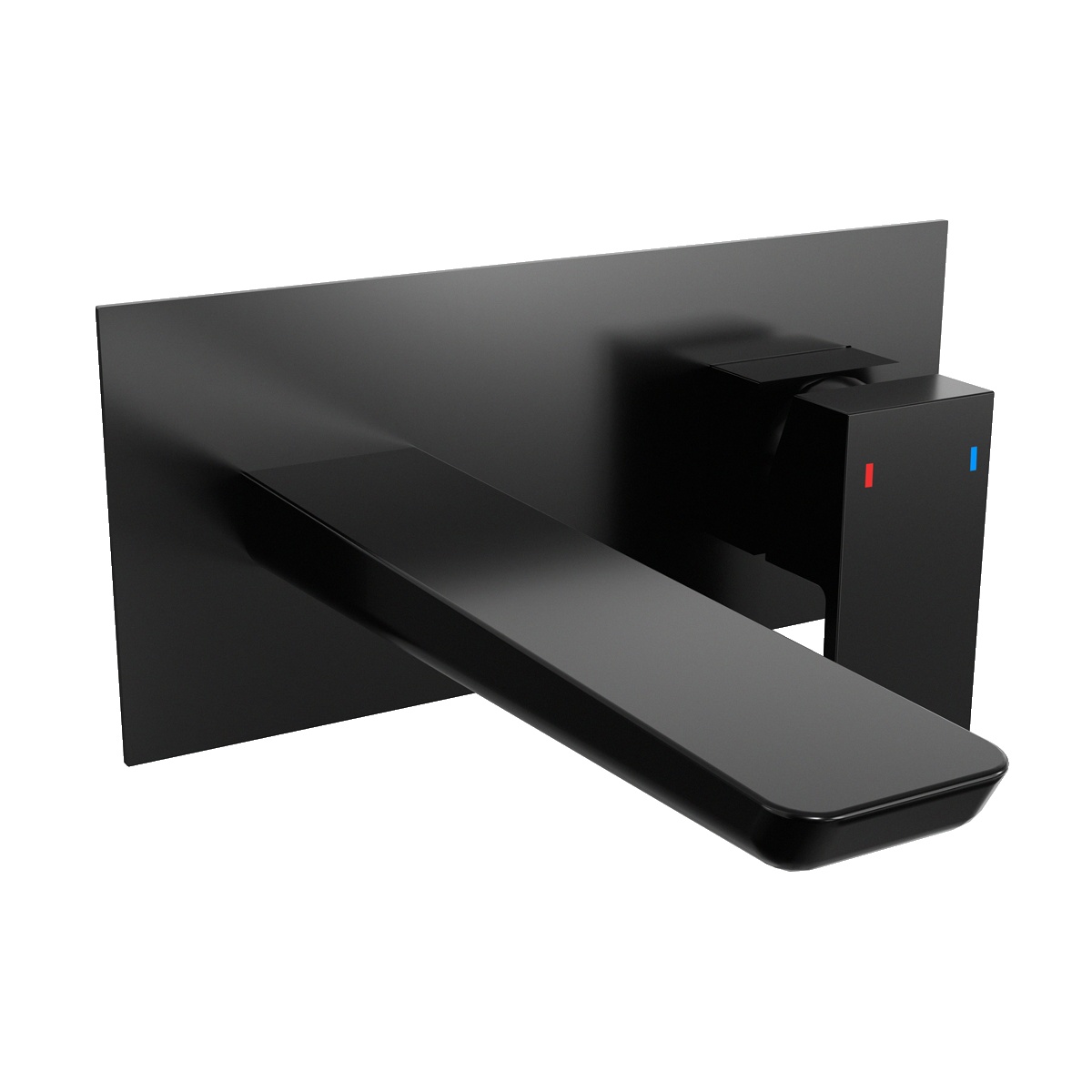 Baridi DH397 Wall Mounting Basin Mixer Tap, Square - Matt Black