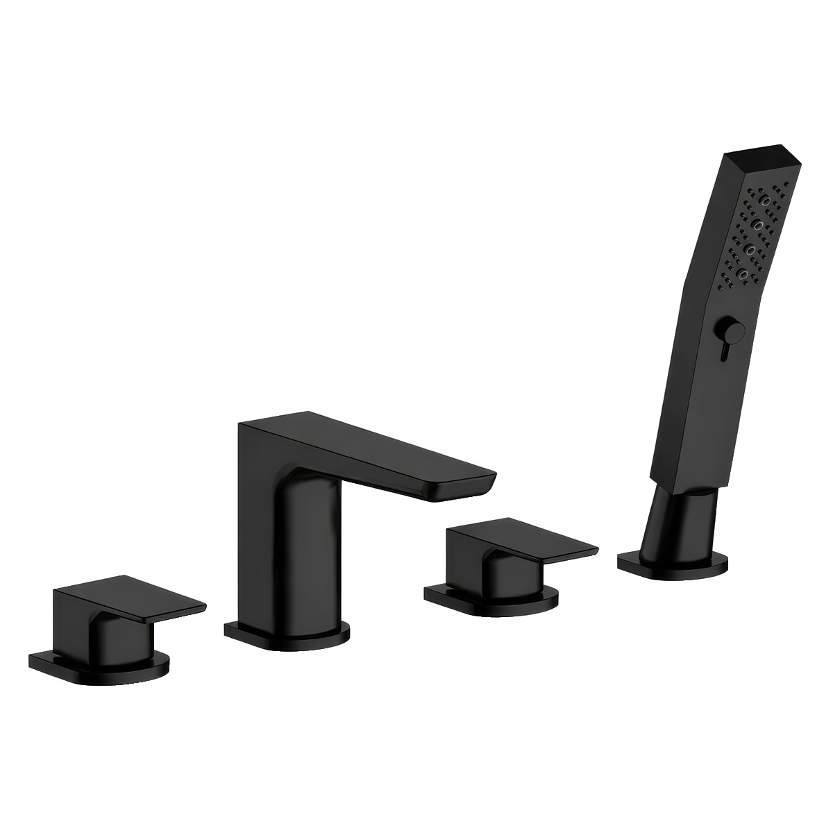 Baridi DH399 Bath Mounting 4-Hole Mixer Tap with Shower Head - Matt Black