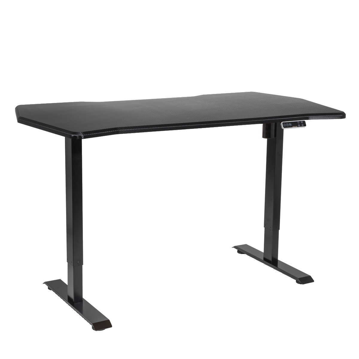Dellonda DH43 Carbon Fibre Effect Electric Height Adjustable Standing Desk with Memory, Quiet, 1400 x 700mm