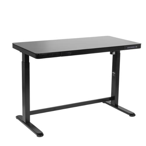 Dellonda DH53 Single Motor Ultra-Quiet Electric Desk with Control Panel, USB Port & Drawer - Black Desktop