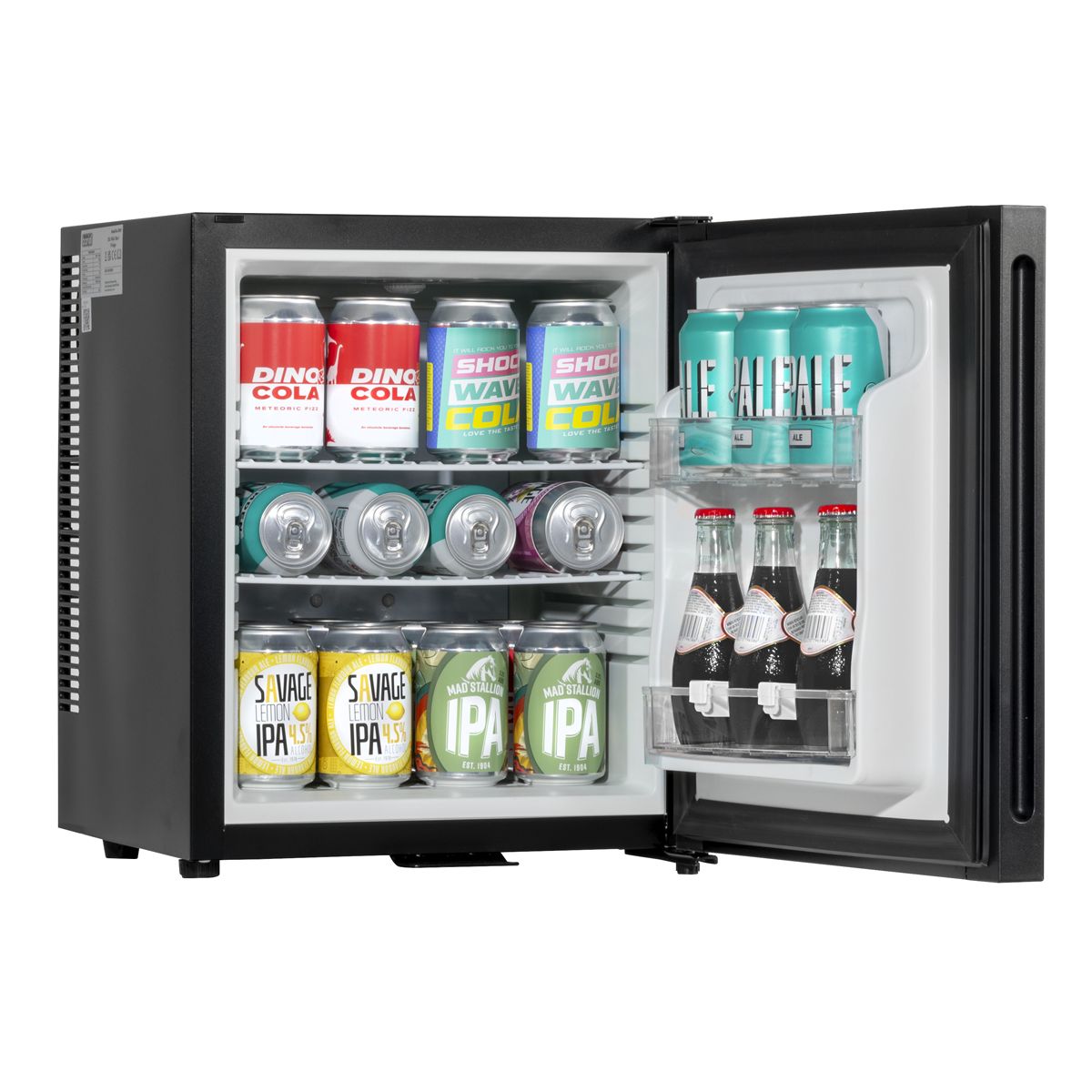Baridi DH57 Mini Drinks & Wine Fridge with Wire Shelves, LED Light & Security Lock 25L - Black