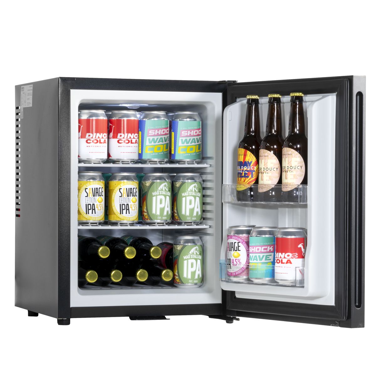 Baridi DH58 Mini Drinks & Wine Fridge with Wire Shelves, LED Light & Security Lock 35L - Black