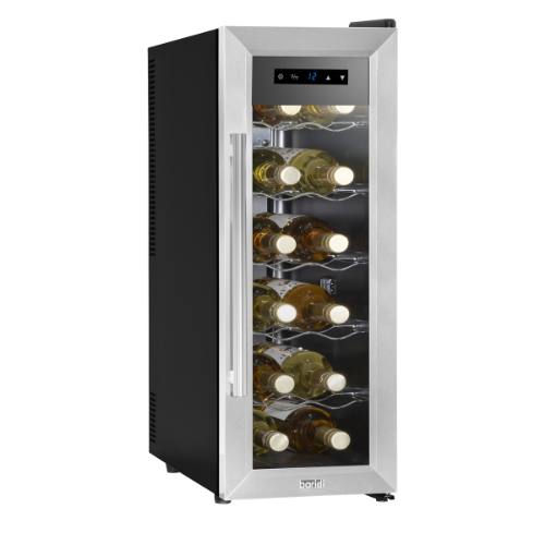 Baridi DH74 12 Bottle Wine Fridge with Digital Touch Screen Controls, Metal Shelves & LED Light - Stainless Steel
