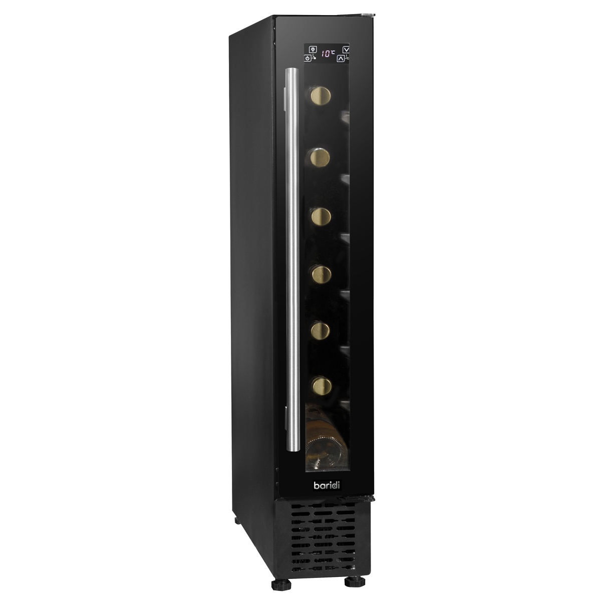 Baridi DH76 7 Bottle Extra-Slim Undercounter Wine Fridge with Digital Touch Screen Controls & LED Light - Black