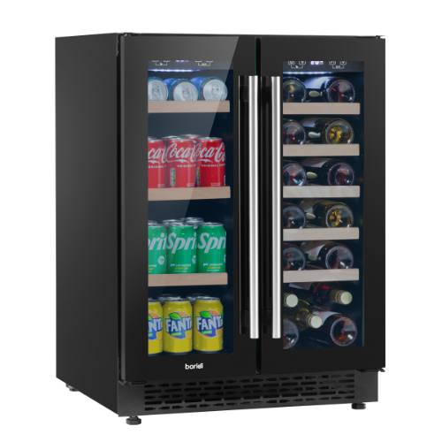 Sealey DH96 Baridi 40 Bottle/120 Can Under-Counter/Freestanding Dual Zone Wine Fridge & Cooler 60cm