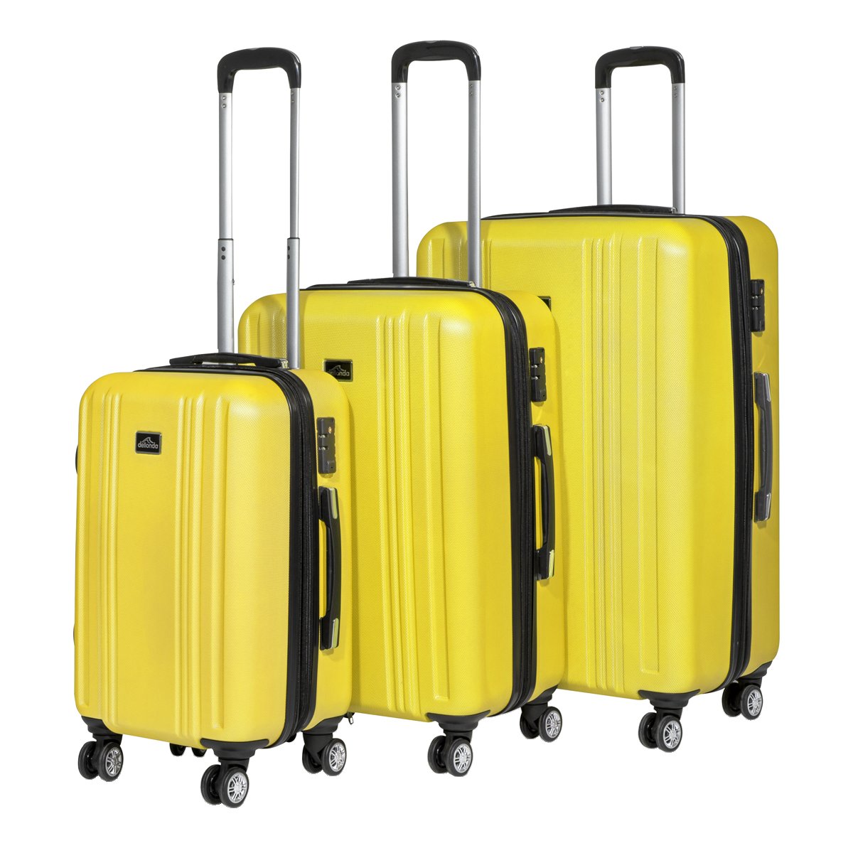 Dellonda DL124 Lightweight ABS Luggage Set with TSA Lock - Yellow